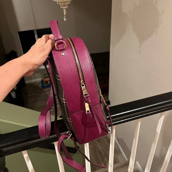 Coach Purple and Pink Plaid Backpack Coach backpack pink - Gem main image 3